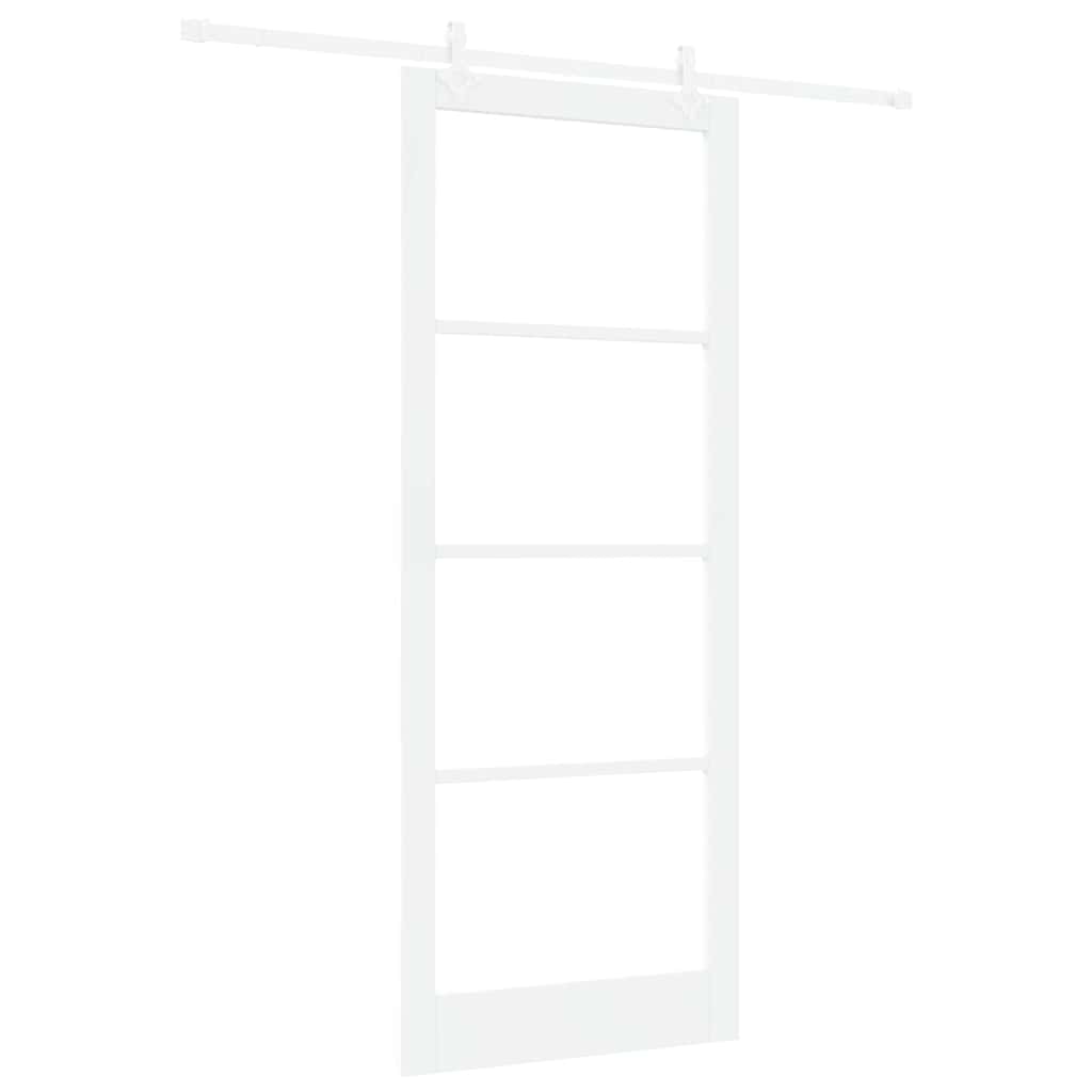Skyvedør Hvit 93 x 232 cm Massivt furutre og glass