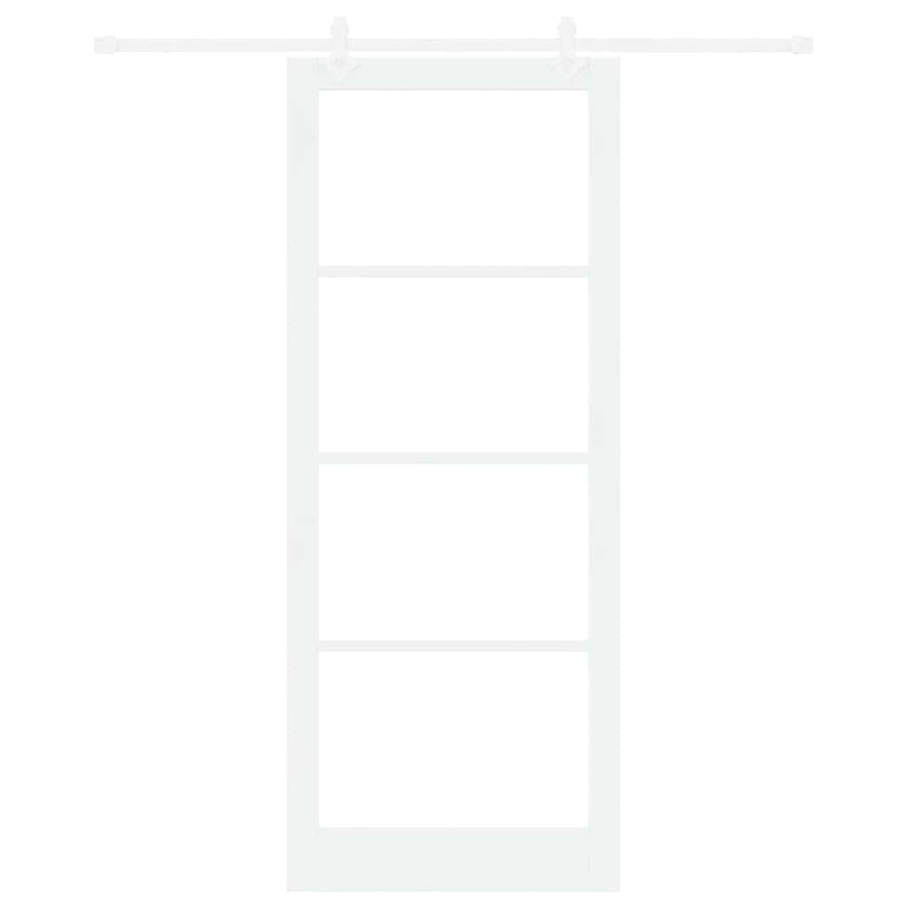 Skyvedør Hvit 93 x 232 cm Massivt furutre og glass