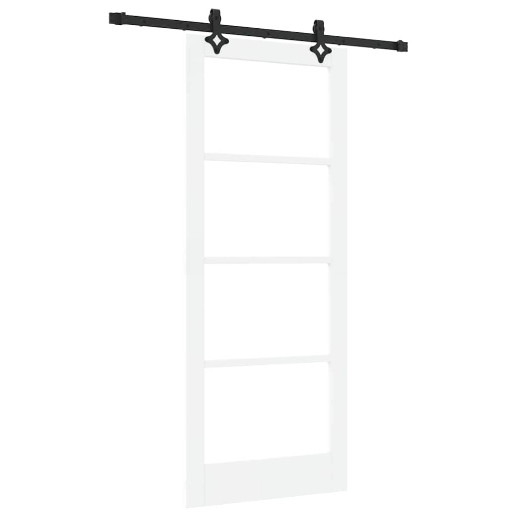 Skyvedør Hvit 83 x 202 cm Massivt furutre og glass