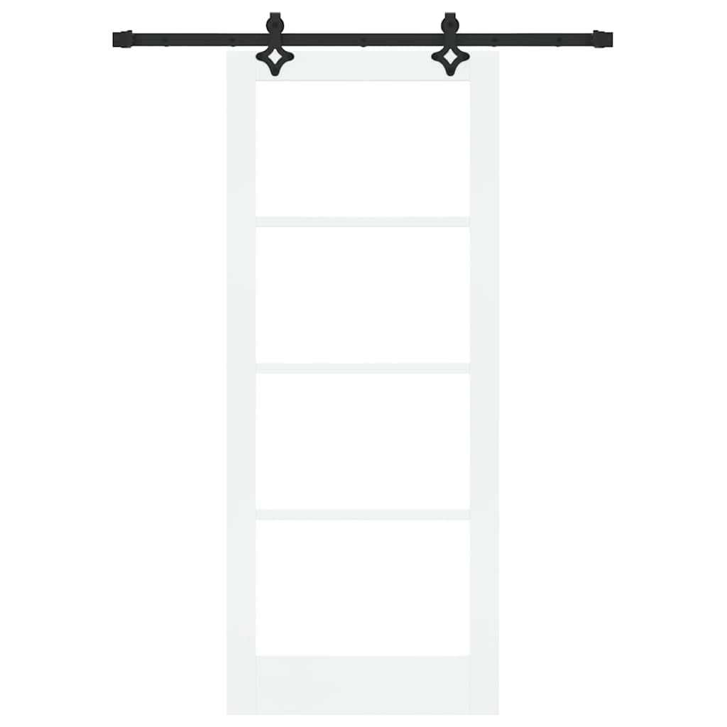 Skyvedør Hvit 83 x 202 cm Massivt furutre og glass