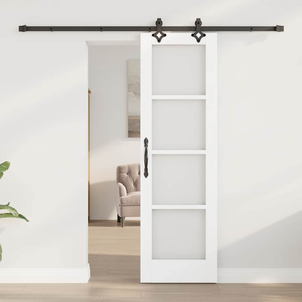 Skyvedør Hvit 61 x 198,5 cm Massivt furutre og glass