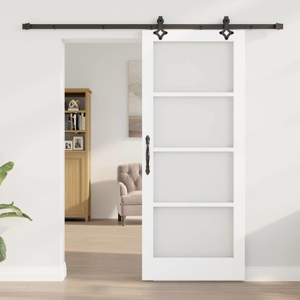 Skyvedør Hvit 83 x 202 cm Massivt furutre og glass