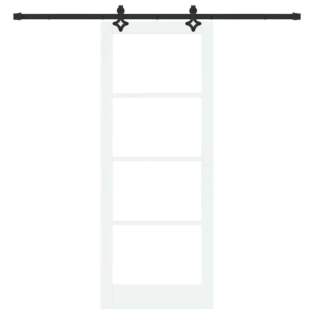 Skyvedør Hvit 83 x 211 cm Massivt furutre og glass