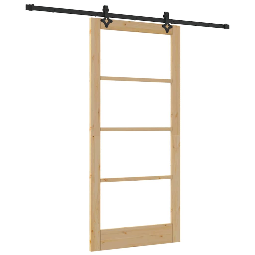 Skyvedør Naturlig 93 x 202 cm Massivt furutre og glass