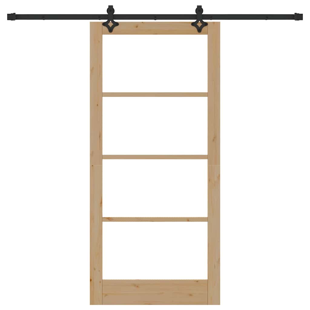 Skyvedør Naturlig 93 x 202 cm Massivt furutre og glass