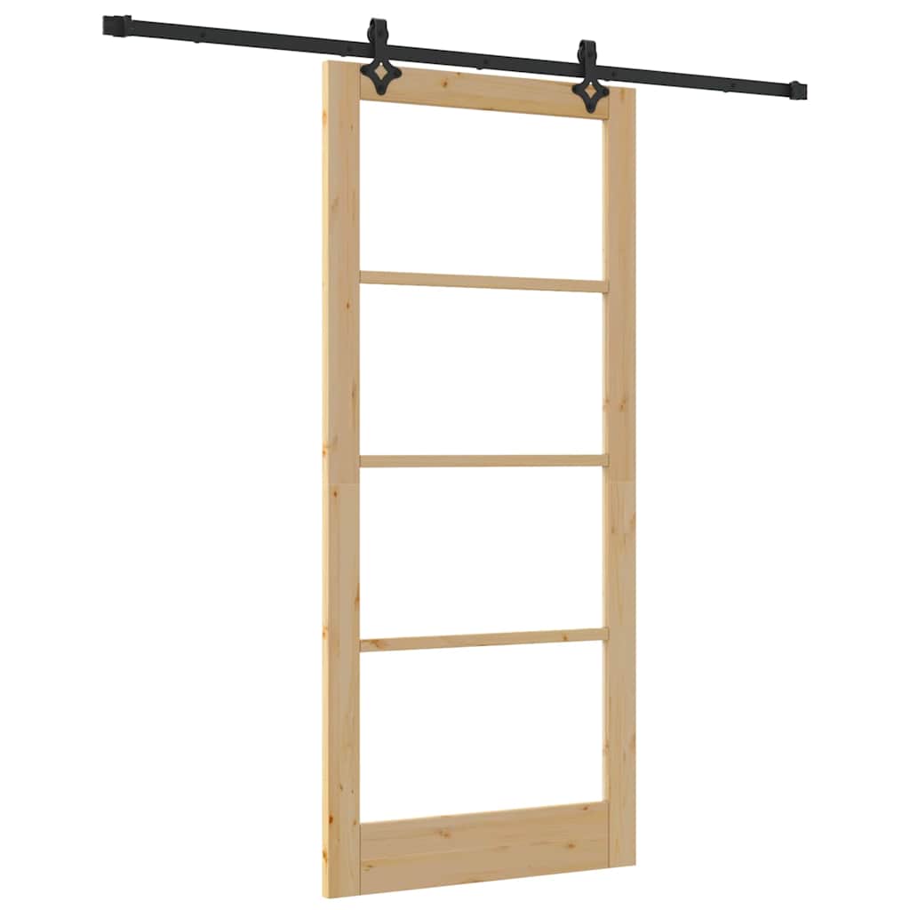 Skyvedør Naturlig 93 x 211 cm Massivt furutre og glass