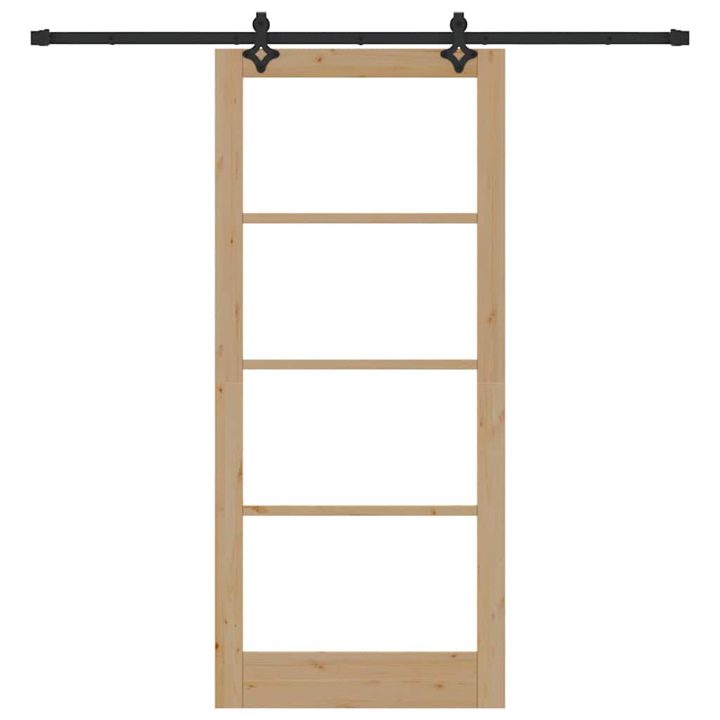 Skyvedør Naturlig 93 x 211 cm Massivt furutre og glass