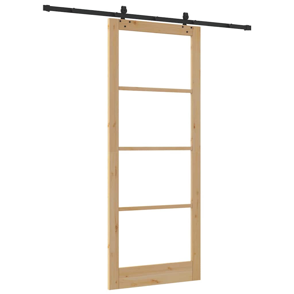 Skyvedør Naturlig 93 x 232 cm Massivt furutre og glass