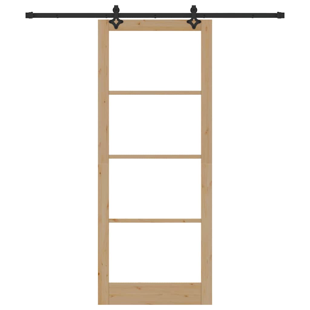 Skyvedør Naturlig 93 x 232 cm Massivt furutre og glass