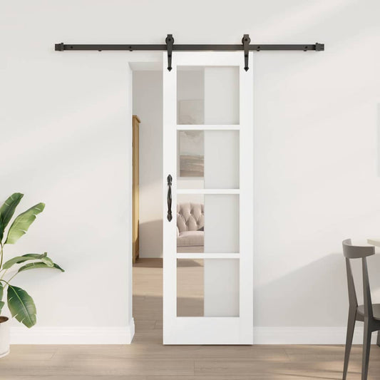 Skyvedør Hvit 61 x 198,5 cm Massivt furutre og glass