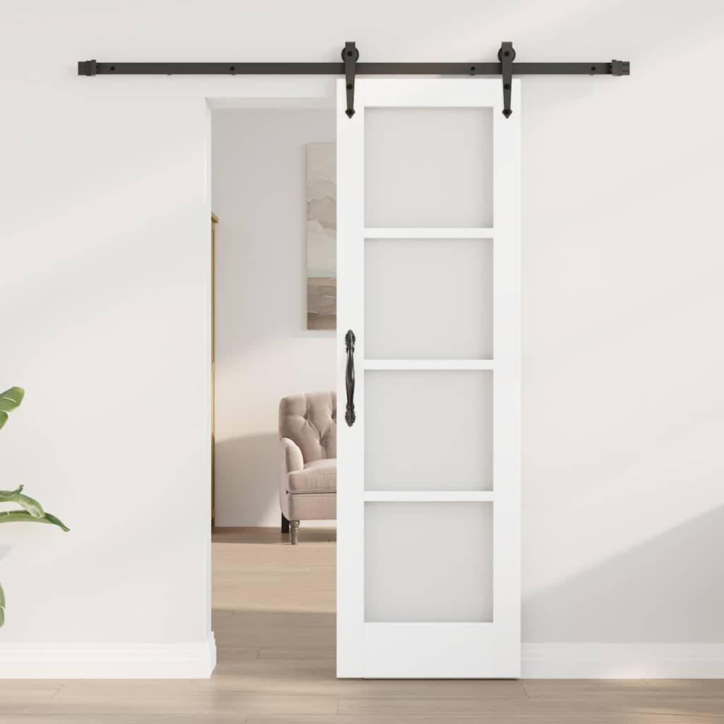 Skyvedør Hvit 61 x 198,5 cm Massivt furutre og glass