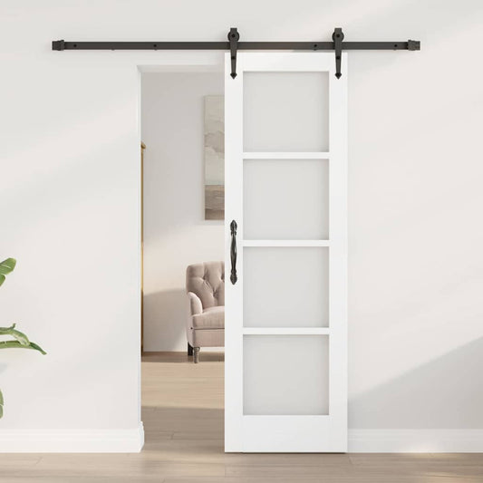 Skyvedør Hvit 61 x 198,5 cm Massivt furutre og glass