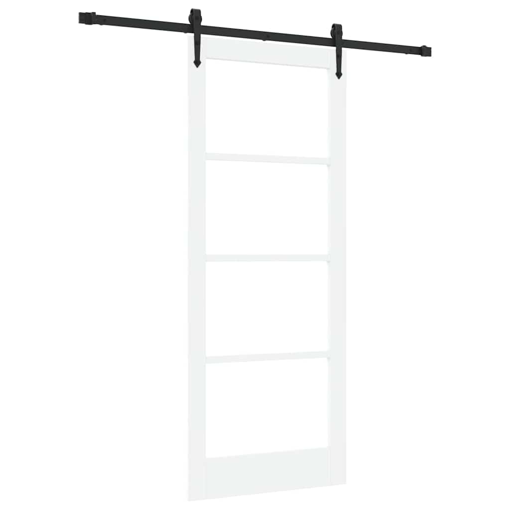 Skyvedør Hvit 83 x 202 cm Massivt furutre og glass
