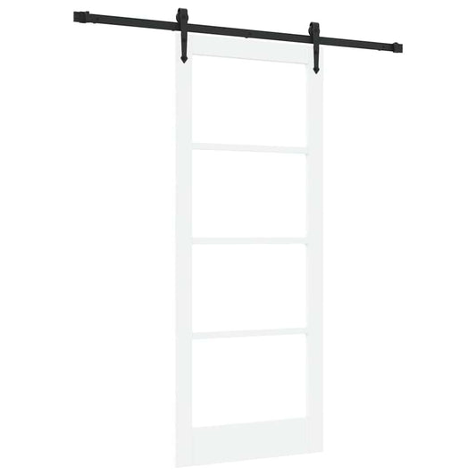 Skyvedør Hvit 83 x 202 cm Massivt furutre og glass