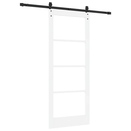 Skyvedør Hvit 83 x 202 cm Massivt furutre og glass