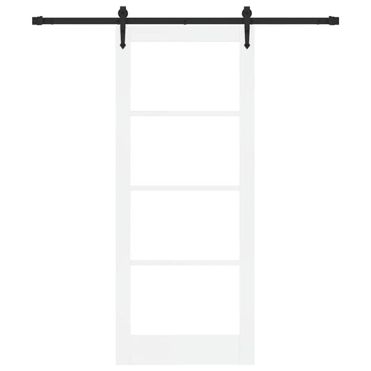 Skyvedør Hvit 83 x 202 cm Massivt furutre og glass