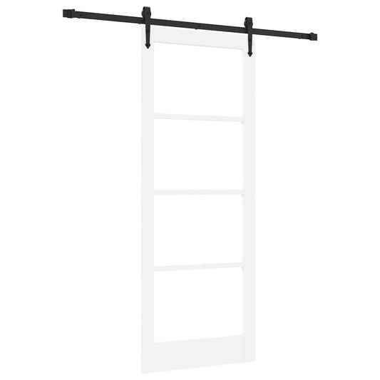 Skyvedør Hvit 83 x 211 cm Massivt furutre og glass