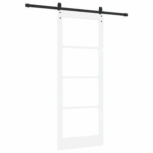 Skyvedør Hvit 83 x 211 cm Massivt furutre og glass
