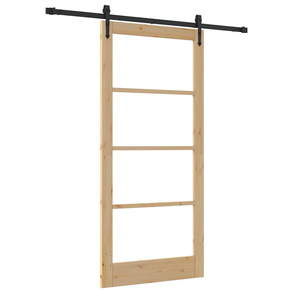 Skyvedør Naturlig 93 x 202 cm Massivt furutre og glass