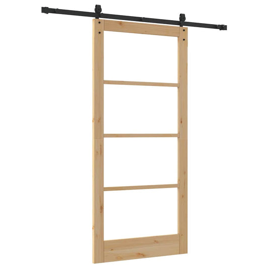 Skyvedør Naturlig 93 x 202 cm Massivt furutre og glass