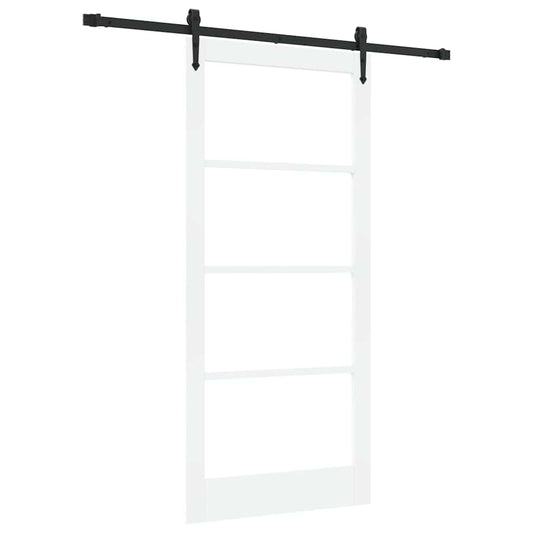 Skyvedør Hvit 93 x 202 cm Massivt furutre og glass