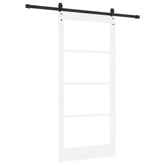 Skyvedør Hvit 93 x 202 cm Massivt furutre og glass