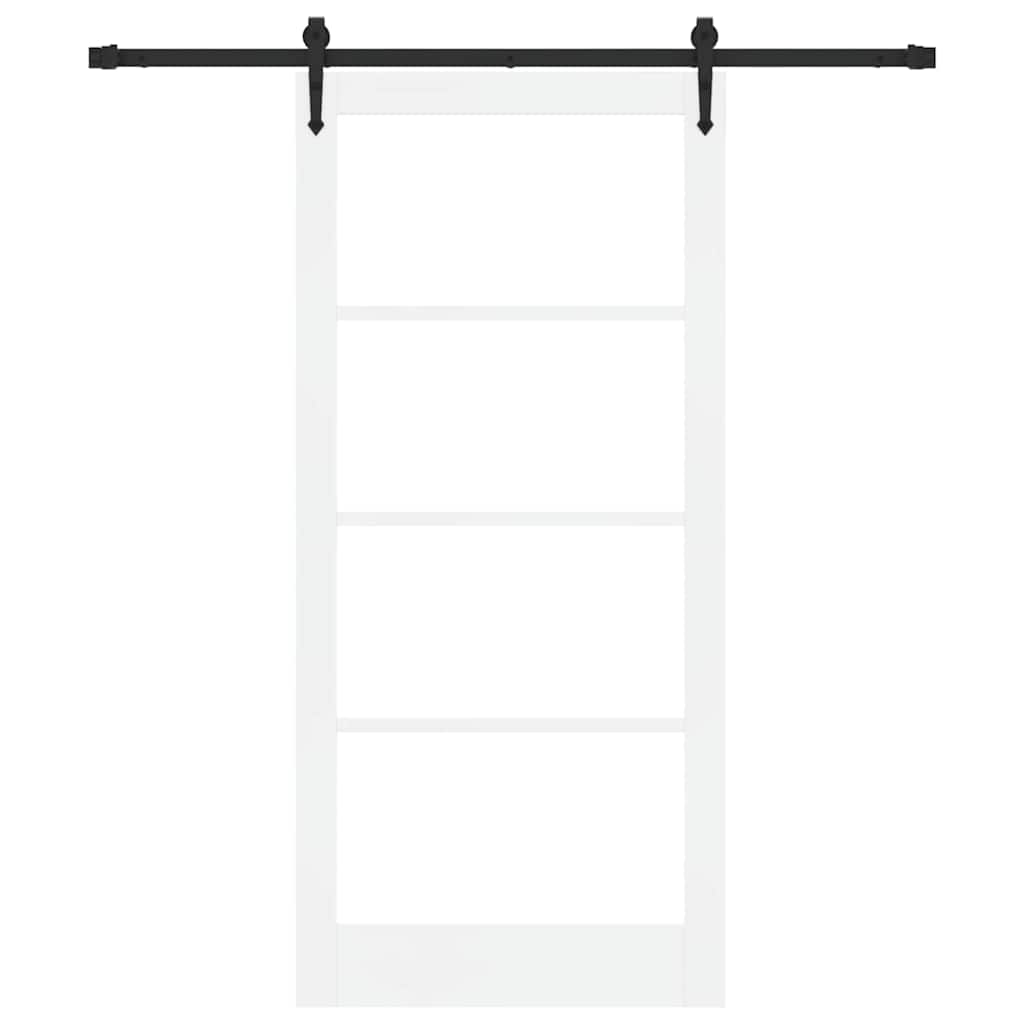 Skyvedør Hvit 93 x 202 cm Massivt furutre og glass