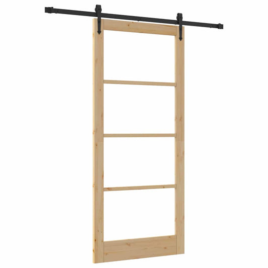 Skyvedør Naturlig 93 x 211 cm Massivt furutre og glass