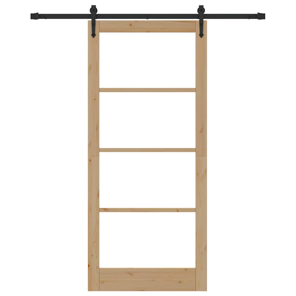 Skyvedør Naturlig 93 x 211 cm Massivt furutre og glass