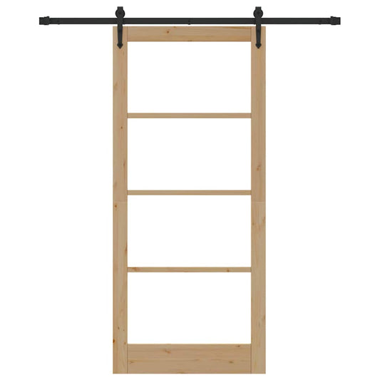 Skyvedør Naturlig 93 x 211 cm Massivt furutre og glass