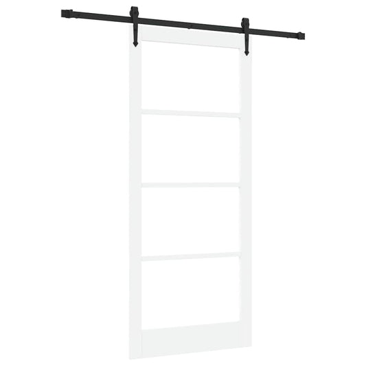 Skyvedør Hvit 93 x 211 cm Massivt furutre og glass