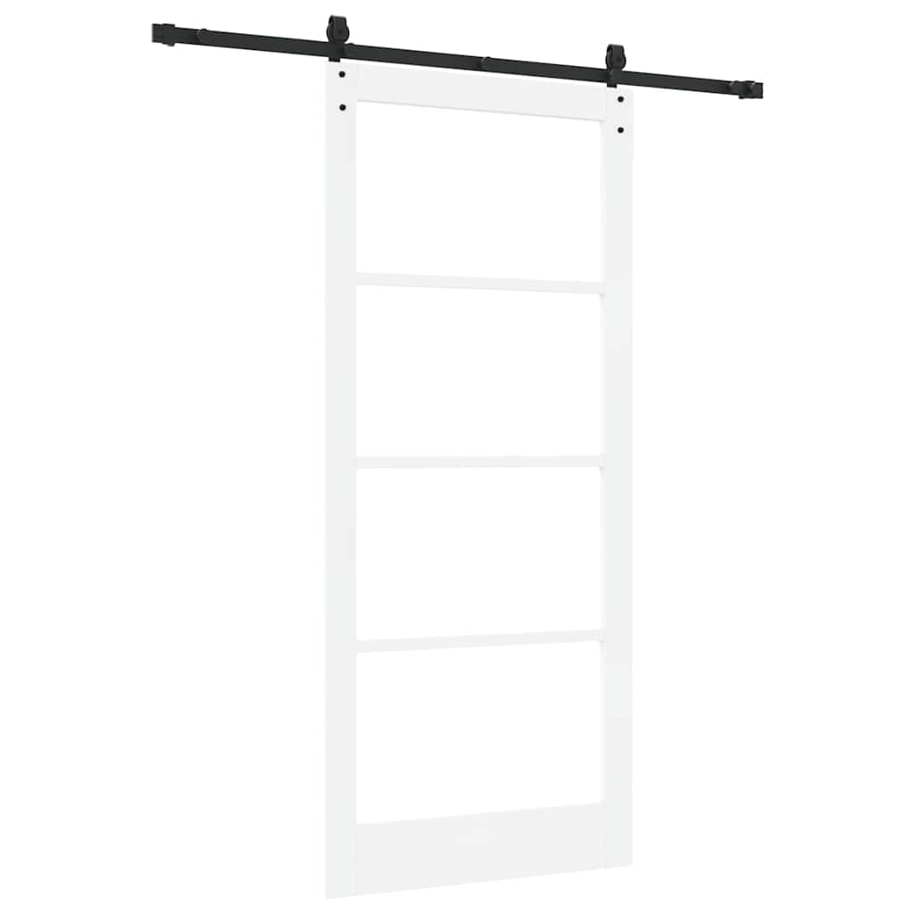 Skyvedør Hvit 93 x 211 cm Massivt furutre og glass