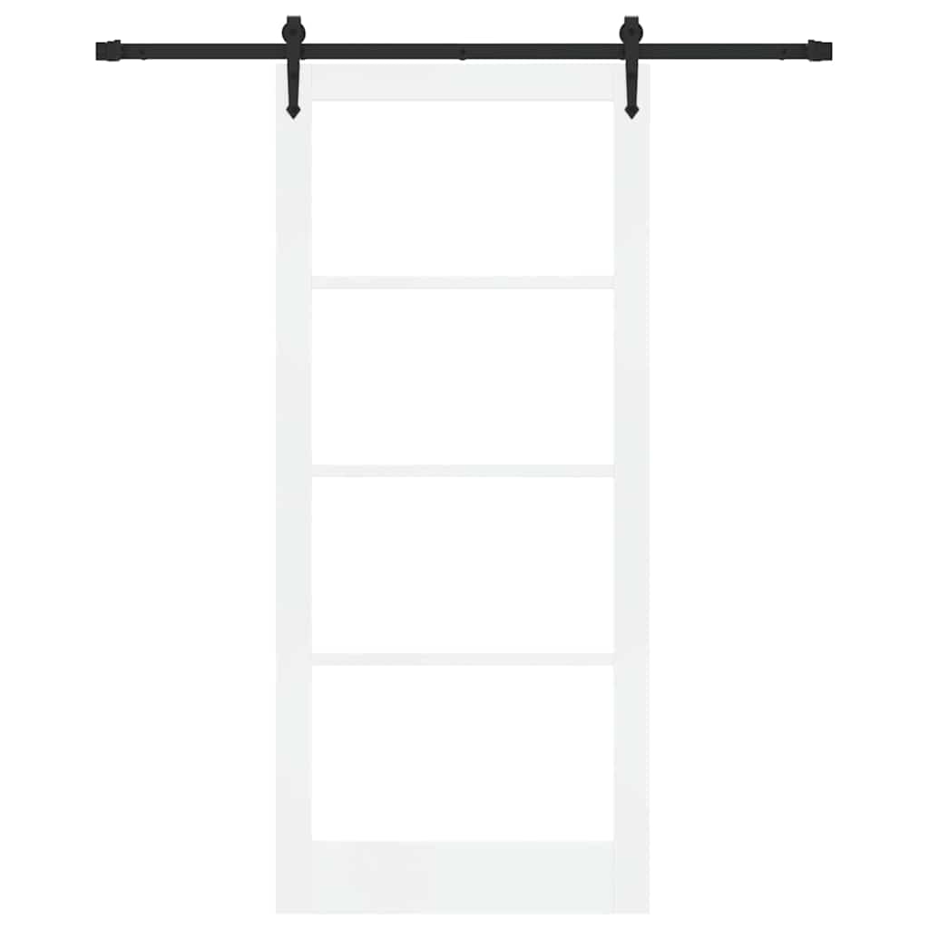 Skyvedør Hvit 93 x 211 cm Massivt furutre og glass