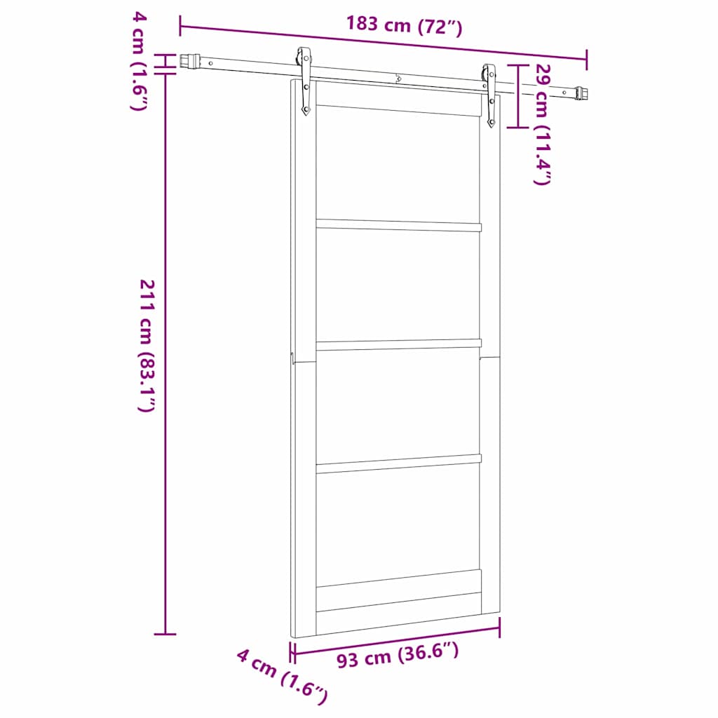 Skyvedør Hvit 93 x 211 cm Massivt furutre og glass
