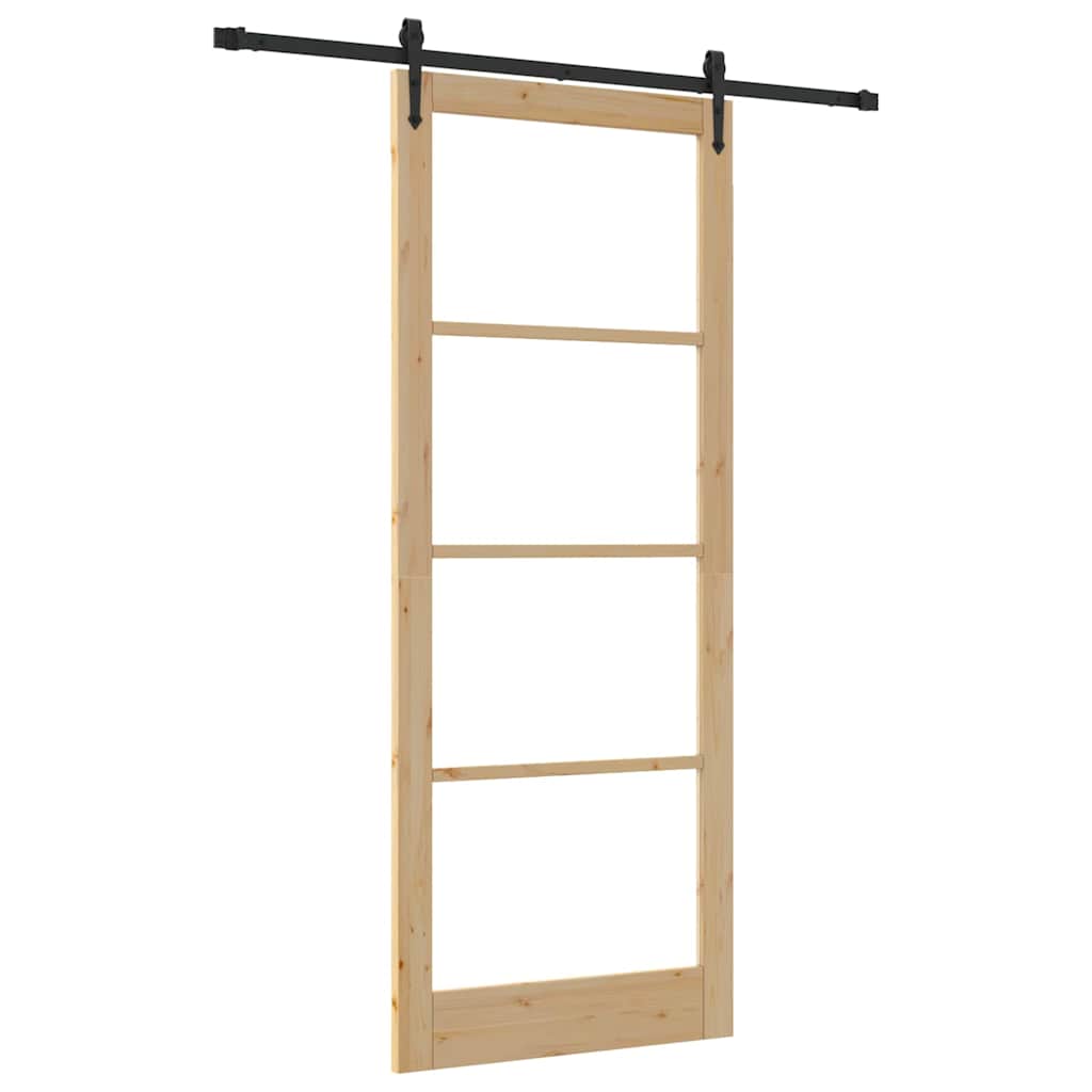 Skyvedør Naturlig 93 x 232 cm Massivt furutre og glass