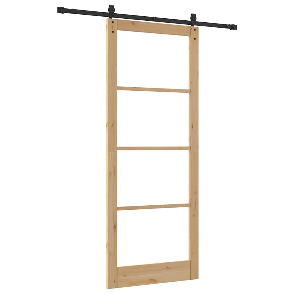 Skyvedør Naturlig 93 x 232 cm Massivt furutre og glass