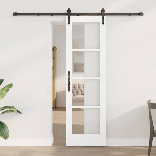 Skyvedør Hvit og svart 61 x 198,5 cm Massivt furutre og glass