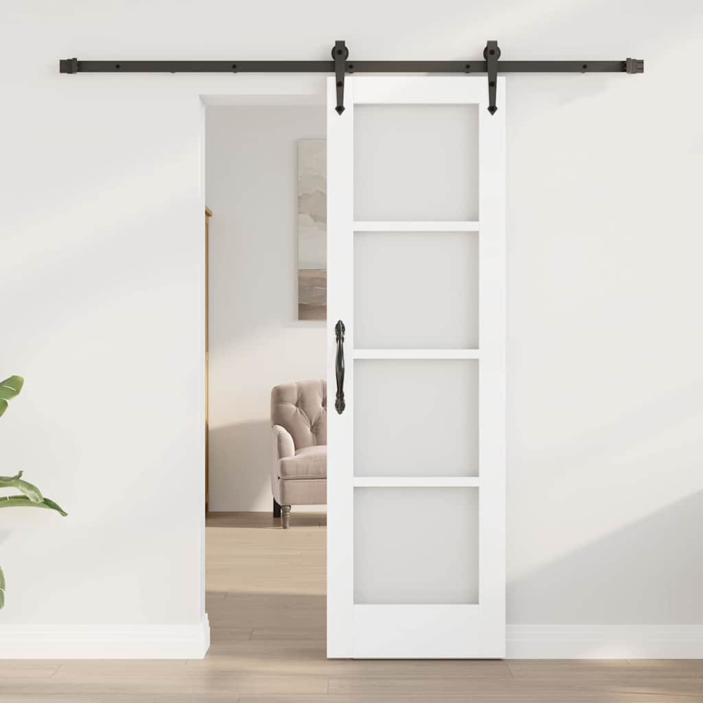 Skyvedør Hvit og svart 61 x 198,5 cm Massivt furutre og glass