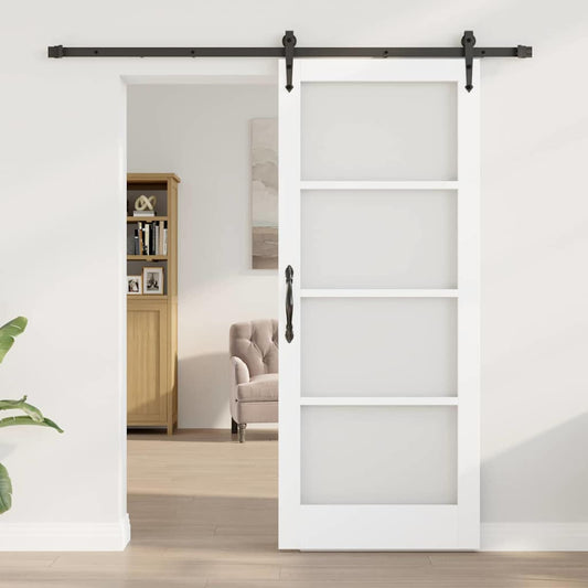 Skyvedør Hvit og svart 83 x 202 cm Massivt furutre og glass