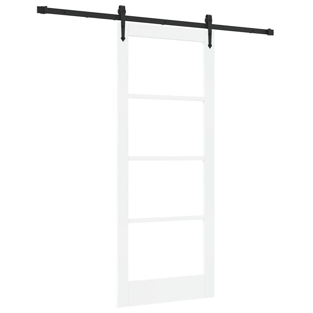 Skyvedør Hvit og svart 83 x 202 cm Massivt furutre og glass
