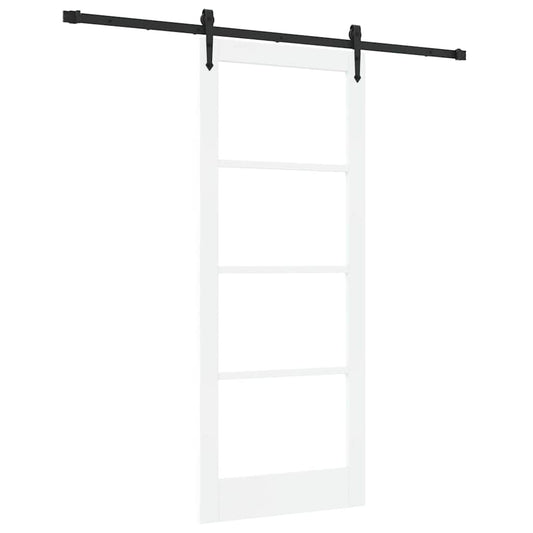 Skyvedør Hvit og svart 83 x 202 cm Massivt furutre og glass