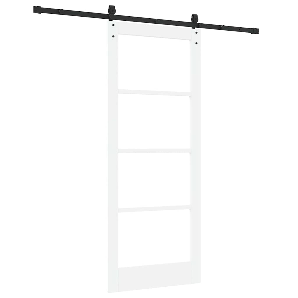 Skyvedør Hvit og svart 83 x 202 cm Massivt furutre og glass