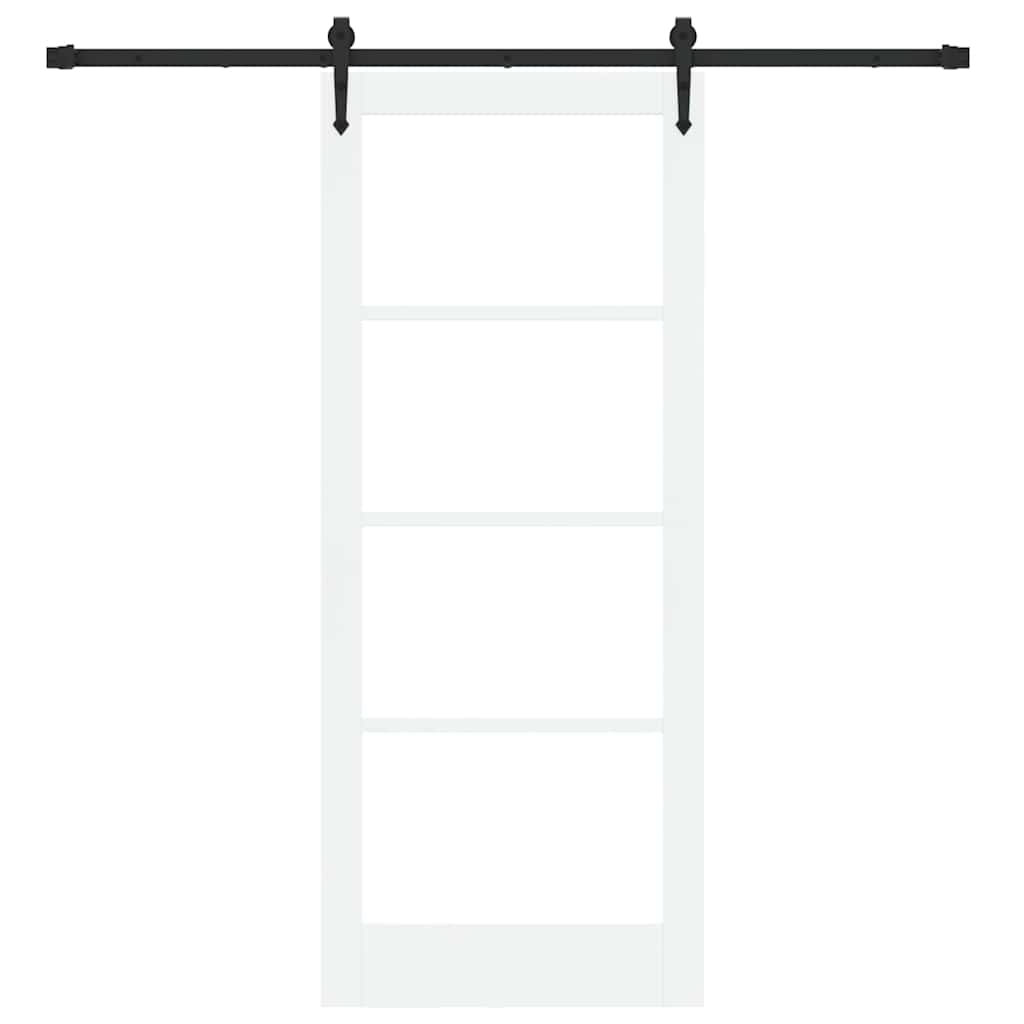 Skyvedør Hvit og svart 83 x 202 cm Massivt furutre og glass