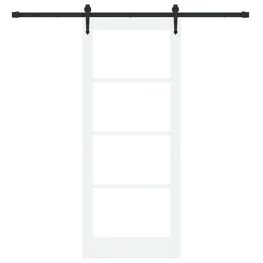 Skyvedør Hvit og svart 83 x 202 cm Massivt furutre og glass