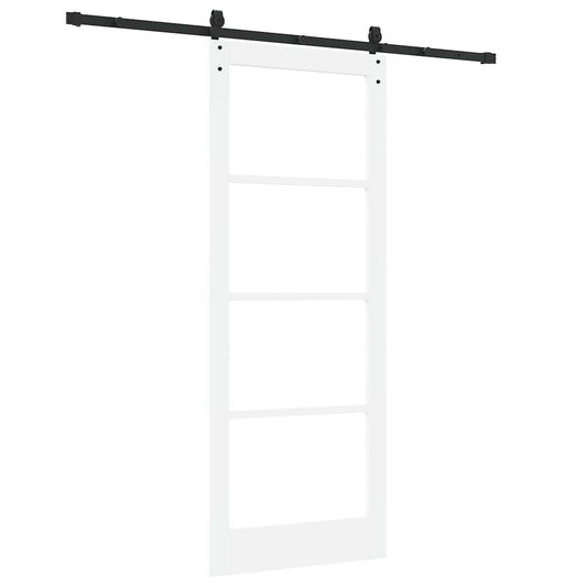 Skyvedør Hvit og svart 83 x 211 cm Massivt furutre og glass