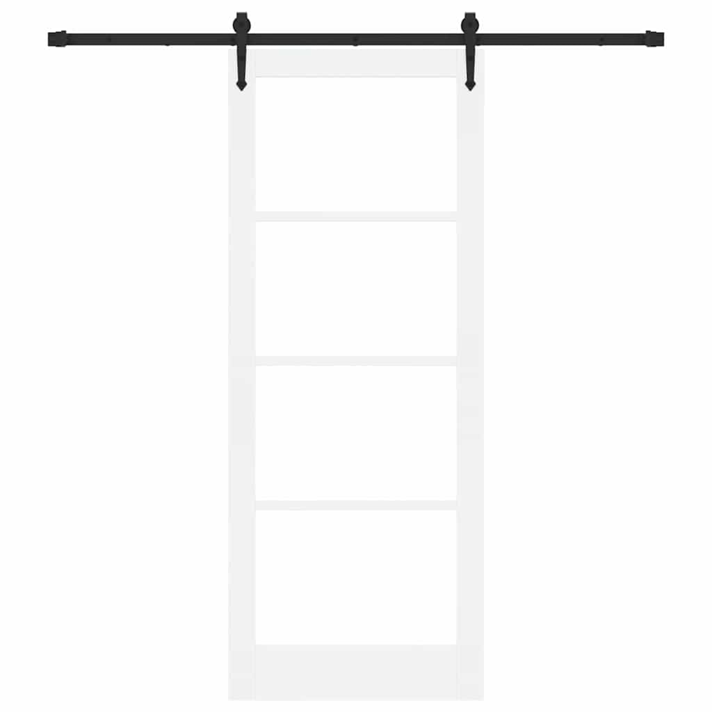 Skyvedør Hvit og svart 83 x 211 cm Massivt furutre og glass