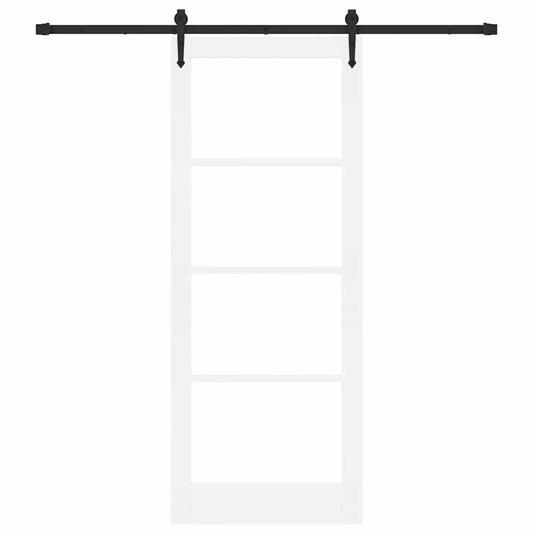 Skyvedør Hvit og svart 83 x 211 cm Massivt furutre og glass