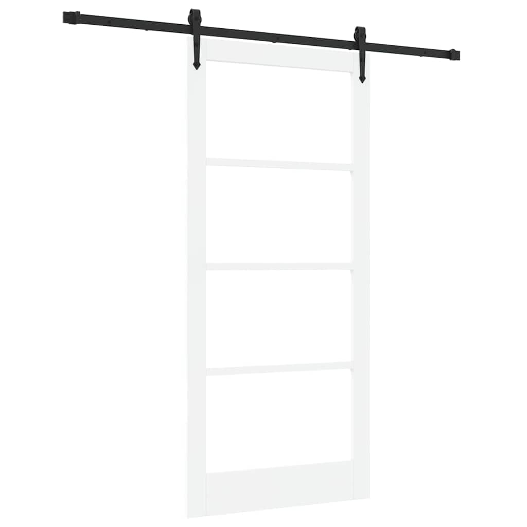 Skyvedør Hvit og svart 93 x 202 cm Massivt furutre og glass