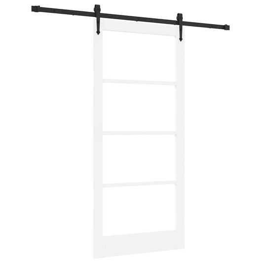 Skyvedør Hvit og svart 93 x 202 cm Massivt furutre og glass