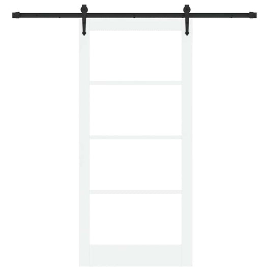 Skyvedør Hvit og svart 93 x 202 cm Massivt furutre og glass